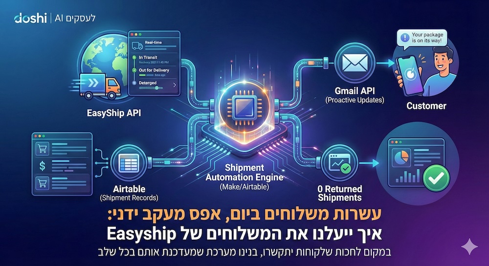עשרות משלוחים ביום, אפס מעקב ידני: איך ייעלנו את המשלוחים של Easyship לשירות לקוחות טוב יותר