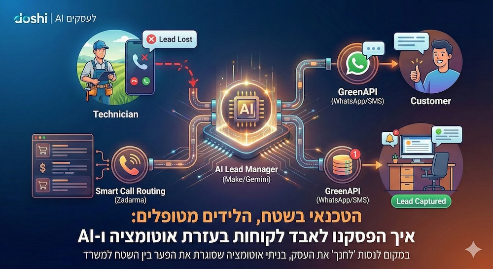 הטכנאי בשטח, הלידים מטופלים: איך הפסקנו לאבד לקוחות בעזרת אוטומציה ו-AI